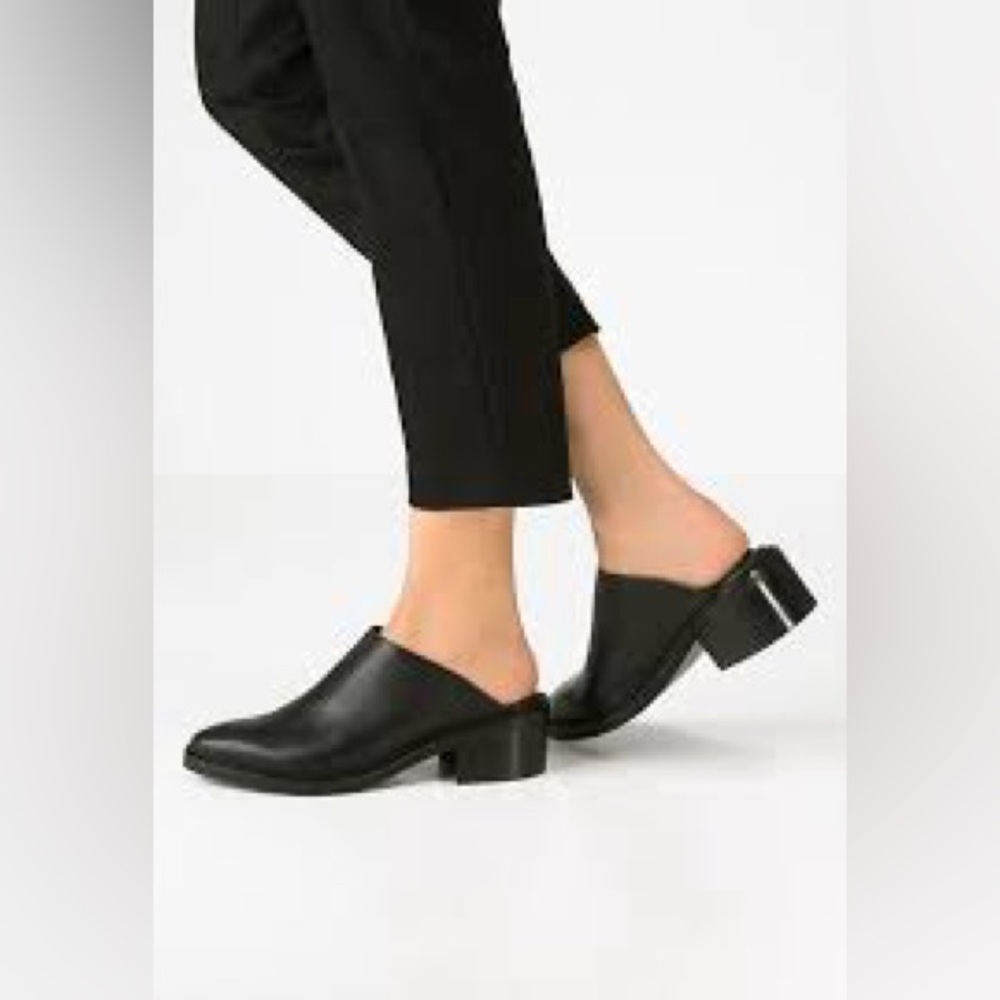 Miista “Brynn” Black Leather Women’s Mule Heels